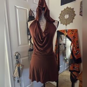 Brown Hooded MiniDress